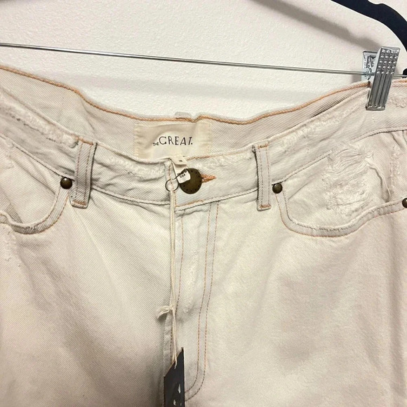 NWT THE GREAT The Easy Cut Off Shorts - White Bleach Wash Denim Slouchy - Picture 7 of 10